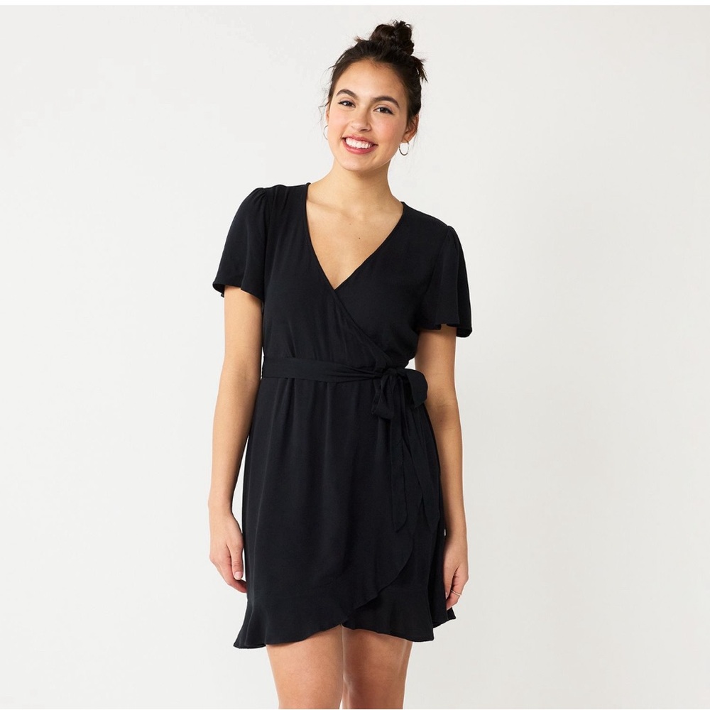 SO Black Mini Wrap Dress
